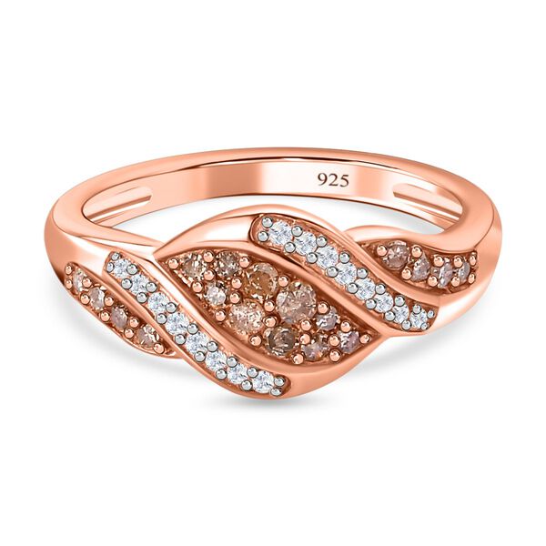 Nat&uuml;rlicher Champagner und wei&szlig;er Diamant-Ring - 0,33 ct.