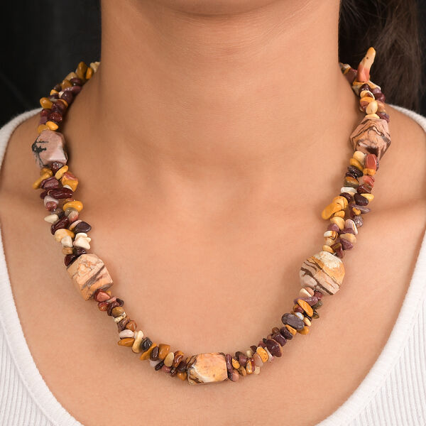 Mookite, Roter Zebra Jaspis Halskette ca. 50 cm Nickelfreies Messing Platiniert ca. 440.00 ct image number 2