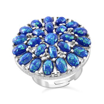 Simulierter blauer Opal Ring, flexibel (Gr&ouml;&szlig;e 17.00-19.00), 316L Edelstahl
