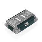 Handgefertigte Schmuckschatulle mit Lebensbaum Präge-Design, oxidiertes Finish, 20 x 13 x 7 cm, Silber-Grün