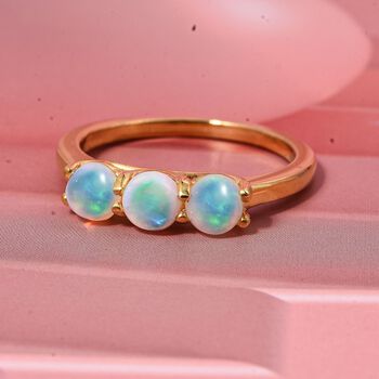 D'Joy AA nat&uuml;rlicher, &auml;thiopischer Welo Opal Ring, 925 Silber vergoldet - 1,19 ct.