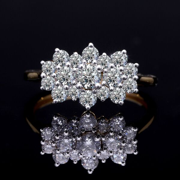 LUXURIANT SGL zertifizierter VS-EF Labor Diamant Ring, 925 Silber 750 Gelbgold Vermeil - 1 ct. image number 9