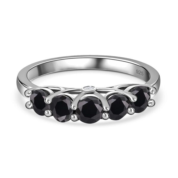 Elite Shungit, weißer Zirkon Ring, 925 Silber platiniert, ca. 0.88 ct image number 0