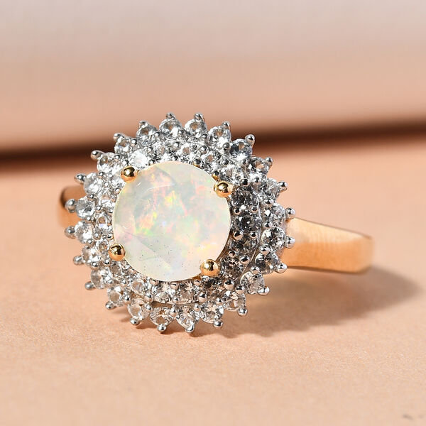 Nat&uuml;rlicher, &auml;thiopischer Opal und Zirkon-Ring, 925 Silber vergoldet  ca. 1,60 ct image number 2