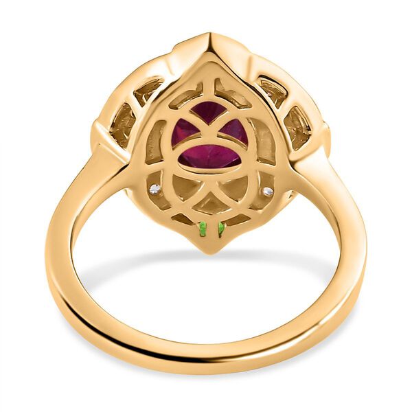 Afrikanischer Rubin (Fissure gefüllt), Natürlicher Chromdiopsid Ringe 925 Silber vergoldet (Größe 17.00) ca. 3.11 ct image number 5