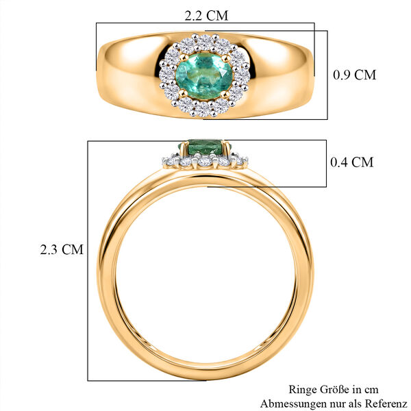 AAA Kagem Sambischer Smaragd, Wei&szlig;er Zirkon Ring 925 Silber Gold (Gr&ouml;&szlig;e 17.00) (10-15 Werktage Lieferzeit) ca. 0.57 ct image number 6