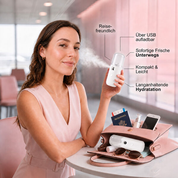 LIVMORE Mini-Nano-Feuchtigkeitsspray, wiederaufladbar, 20ml, Wei&szlig; image number 5