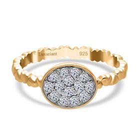 LUXURIANT DIAMOND- SI-GH Labor Diamant Ring, 925 Silber 750 Gelbgold Vermeil - 0,35 ct.
