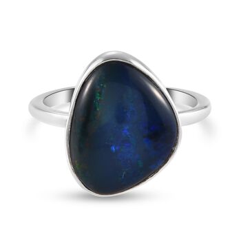 Boulder Opal Triplett Ring 925 Silber platiniert (Gr&ouml;&szlig;e 16.00) ca. 4,00 ct