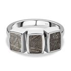 Meteorit Ring, 925 Silber rhodiniert, (Größe 20.00) ca. 8.29 ct
