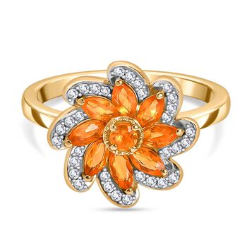 Feueropal Ring, 925 Silber vergoldet (Gr&ouml;&szlig;e 18.00) ca. 0.77 ct