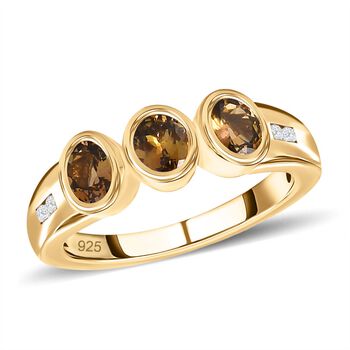Nat&uuml;rlicher, goldener Tansanit und Zirkon-Ring - 1,12 ct.