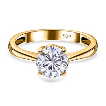 Moissanit Ring, 925 Silber Gelbgold Vermeil, (Gr&ouml;&szlig;e 17.00) ca. 1.13 ct