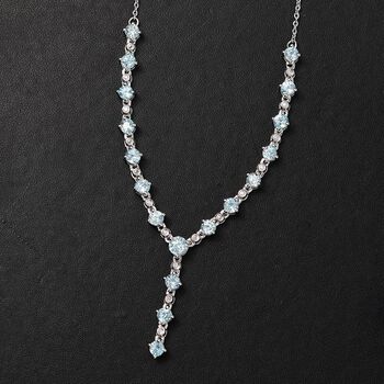 AA Blauer Zirkon Halskette ca. 45 cm 925 Silber rhodiniert ca. 7,87 ct.