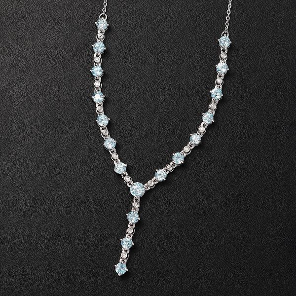 AA Blauer Zirkon Halskette ca. 45 cm 925 Silber rhodiniert ca. 7,87 ct. image number 1