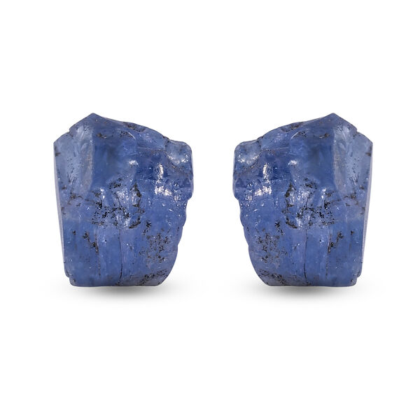 Handgearbeitete Tansanit Fancy-Schliff-Ohrstecker, 925 Silber platiniert ca. 7,44 ct