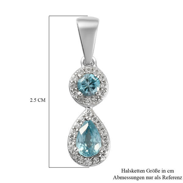 Kambodschanischer blauer und Wei&szlig;er Zirkon Anh&auml;nger 925 Silber platiniert ca. 1,57 ct image number 6