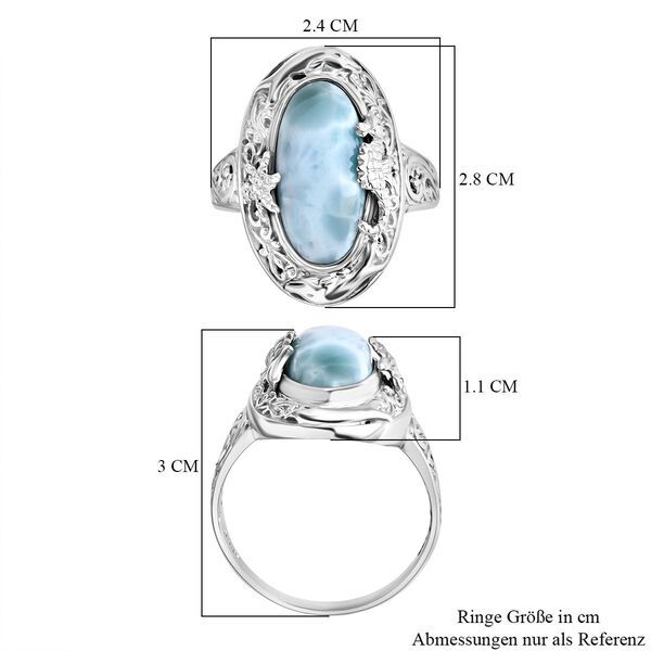 Royal Bali - Larimar Ring 925 Silber (Größe 17.00) ca. 7,89 ct image number 5