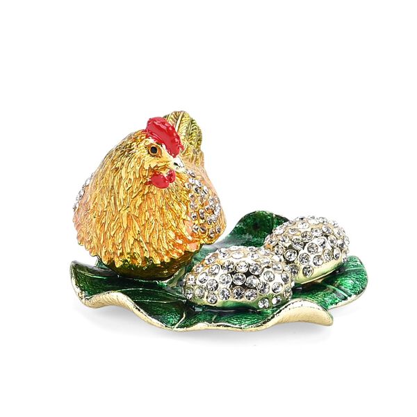 " Chicken and egg shape Trinket Storage Box - multicolor                    Material: Alloy + diamond size: 8*7*5cm  " image number 6