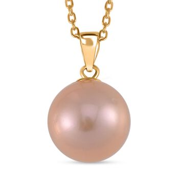 Edison Perle (12-13 mm) Anh&auml;nger mit Kette, 925 Silber vergoldet