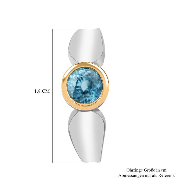 AA blaue Zirkon zweifarbige halbe Creolen - 1,63 ct. image number 4