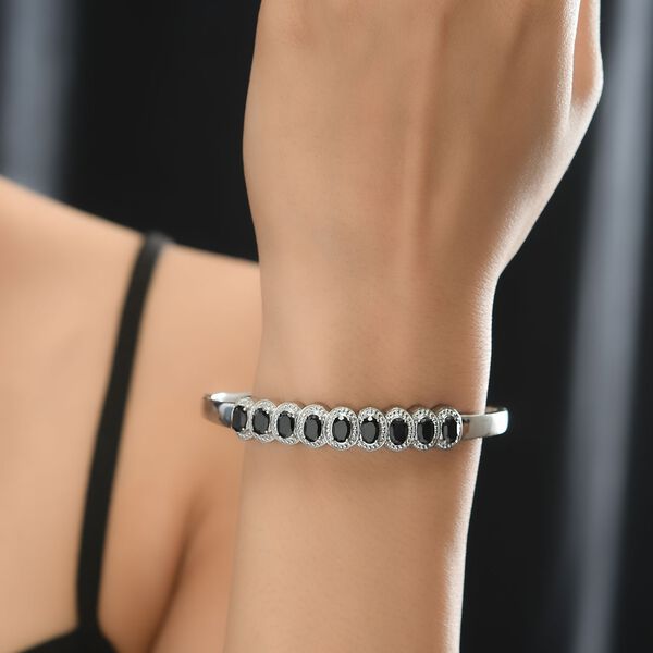 Schwarzer Spinell Armreif ca. 19 cm Edelstahl ca. 5.27 ct image number 2