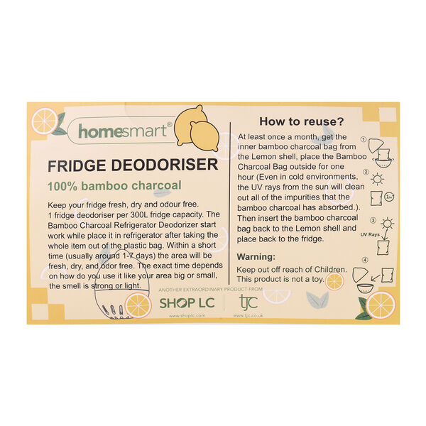 HOMESMART - 2er Set Aktivkohle Kühlschrank-Deodorierer in Zitronenform image number 5