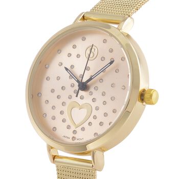 STRADA - Japanisches Uhrwerk, Wei&szlig;er Kristall, 8.5 cm 316L Edelstahl, goldfarben