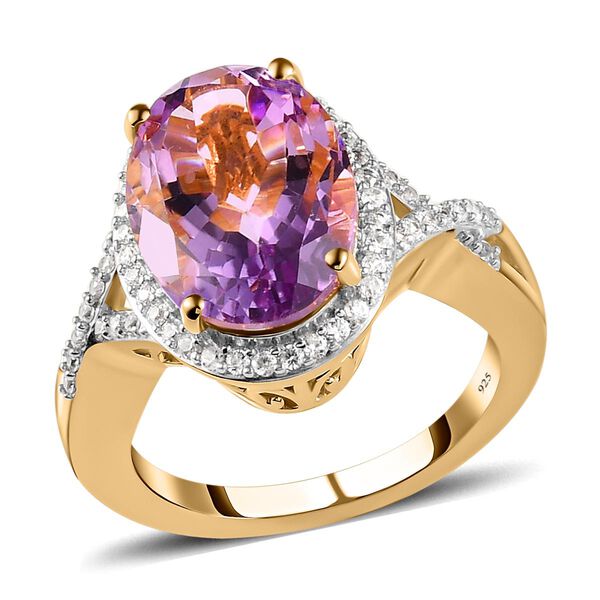 Rose De France Amethyst und weißer Zirkon-Ring, 925 Silber vergoldet  ca. 5,51 ct image number 4