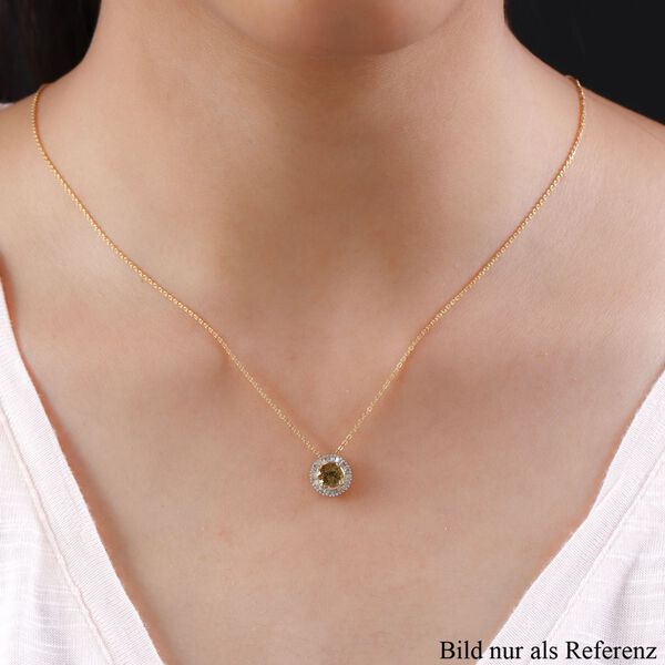 AA nat&uuml;rlicher, goldener Tansanit und Diamant-Anh&auml;nger mit 50cm Kette - 1,12 ct. image number 2