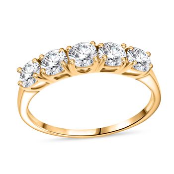 Moissanit Ring, 925 Silber Gelbgold Vermeil - 1,20 ct.