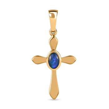 Boulder Opal Triplette Anh&auml;nger 925 Silber vergoldet ca. 0,37 ct.