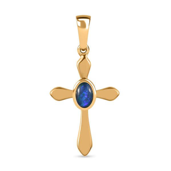 Boulder Opal Triplette Anh&auml;nger 925 Silber vergoldet ca. 0,37 ct.