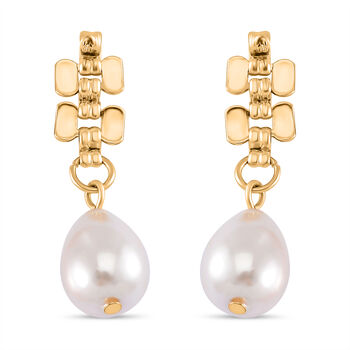 Wei&szlig;e Muschelkernperle Ohrringe Messing