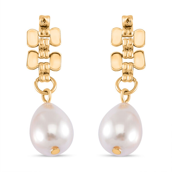 Wei&szlig;e Muschelkernperle Ohrringe Messing image number 3