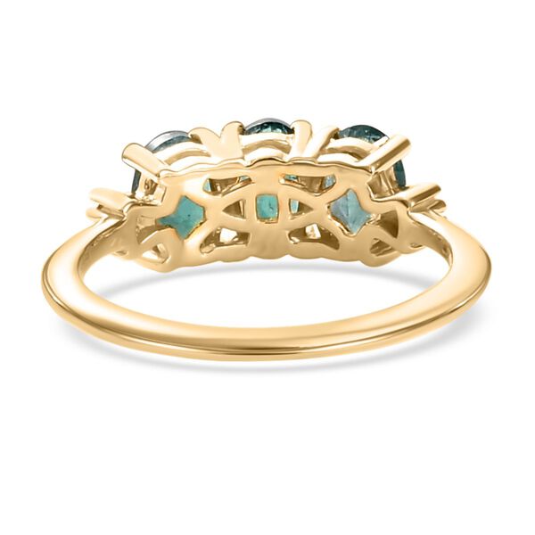 Blaugr&uuml;ner Grandidierit und wei&szlig;er Diamant-Ring, 925 Silber Gelbgold Vermeil  ca. 1,37 ct image number 6