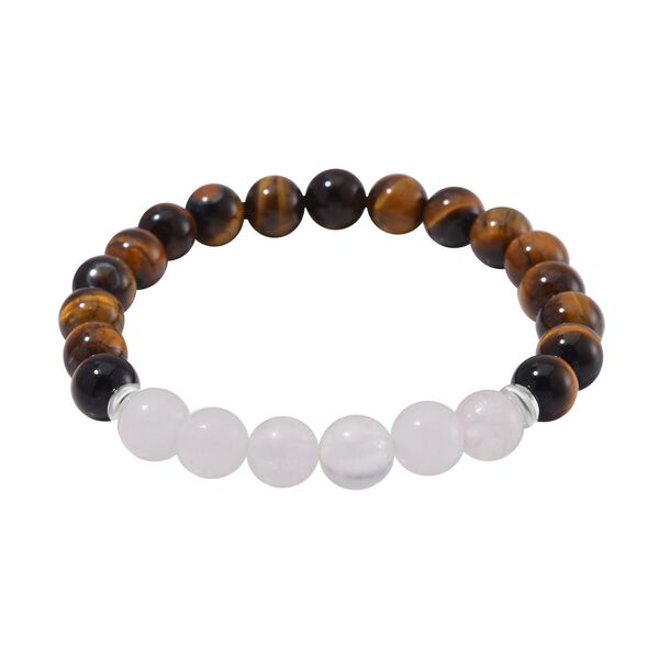 3er-Set- Gelbe Tigerauge und weiße Kristall Quarz-Armbänder - 231 ct. image number 7