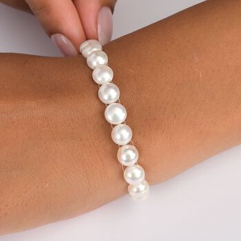 Wei&szlig;es S&uuml;&szlig;wasserperle Armband, 19cm