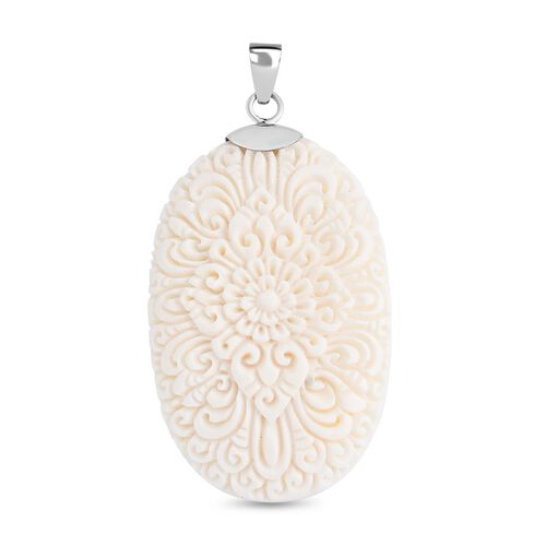 Royal Bali - Ox Bone Blumenmotiv Anhänger 925 Silber ca. 62.70 ct image number 0