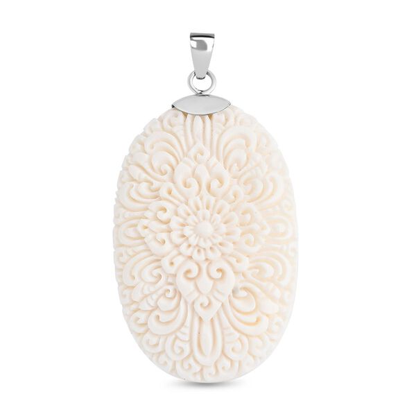 Royal Bali - Ox Bone Blumenmotiv Anhänger 925 Silber ca. 62.70 ct image number 0