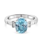 Ratanakiri Blauer Zirkon und Diamant Ring 925 Silber Platinum-Überzug (Größe 17.00) ca. 2,50 ct
