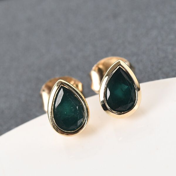 Blaugr&uuml;ne Grandidierit-Ohrstecker, 375 Gelbgold ca. 0,69 ct image number 2