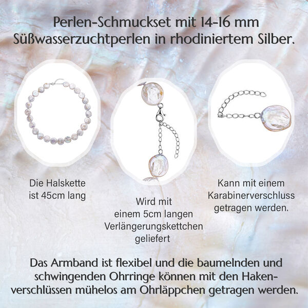 K&ouml;nigin der Edelsteine- S&uuml;&szlig;wasserzucht M&uuml;nz-Perlen Schmuckset image number 5