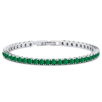 Gr&uuml;ner Zirkonia Armband ca. 19 cm Nickelfreies Messing