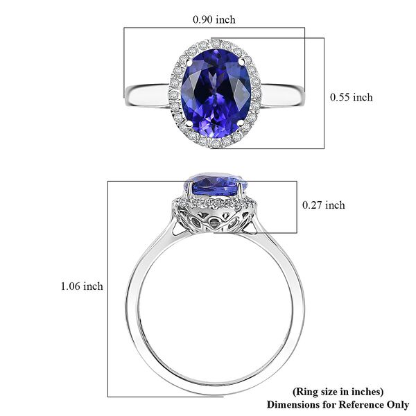 Rhapsody AAAA Tansanit, Weißer Diamant Ring 950 Platin (Größe 19.00) ca. 3,22 ct image number 5