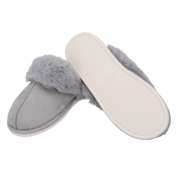 Superweiche Wildleder Kunstfell Hausschuhe, Gr&ouml;&szlig;e 36-37, Grau image number 2