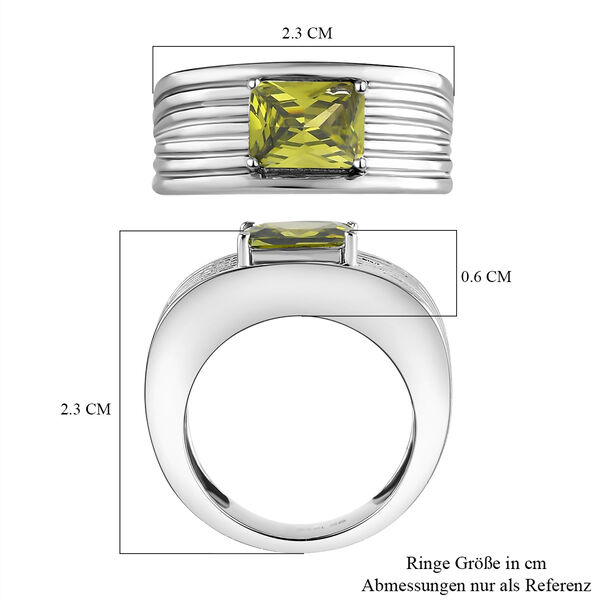 Peridot farbener Zirkonia Ring, Edelstahl  ca. 2,39 ct image number 7