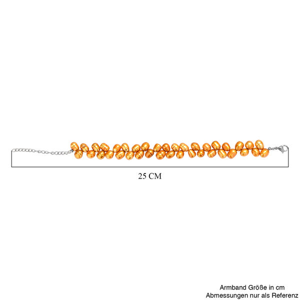 Golden gef&auml;rbtes S&uuml;&szlig;wasserperle Armband, 19+5cm image number 6