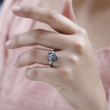 Muonionalusta Meteorit Ring, 925 Silber rhodiniert, (Gr&ouml;&szlig;e 18.00) ca. 12.90 ct