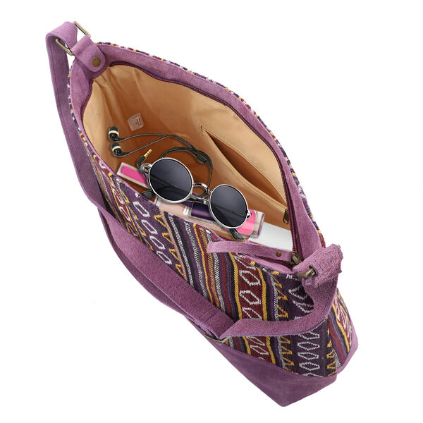 100% Echtleder Umh&auml;ngetasche, lila image number 6